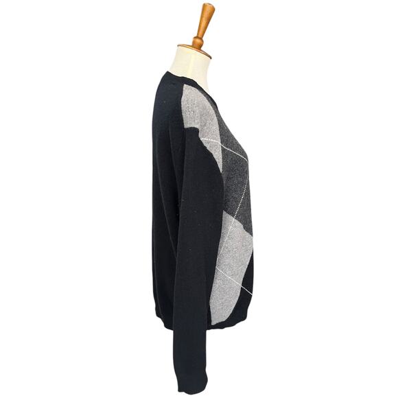 Express 100% Lambswool Checkered Panel Men's Sweater Size Large - Picture 4 of 7